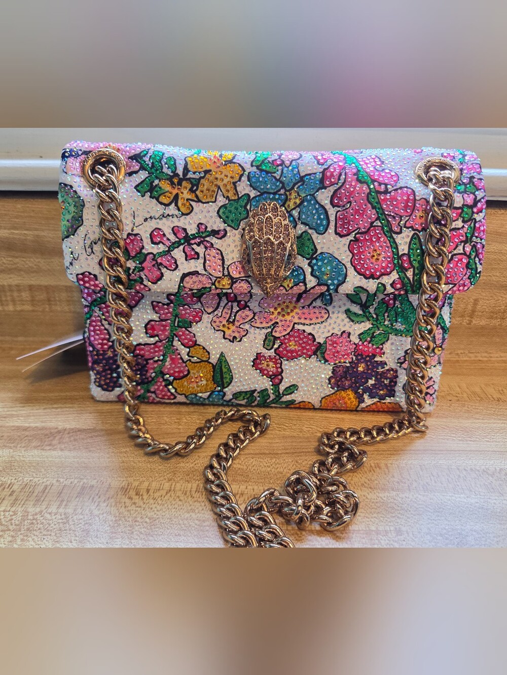 Kurt Geiger NWT Floral Rhinestone Kensington & Dustbag